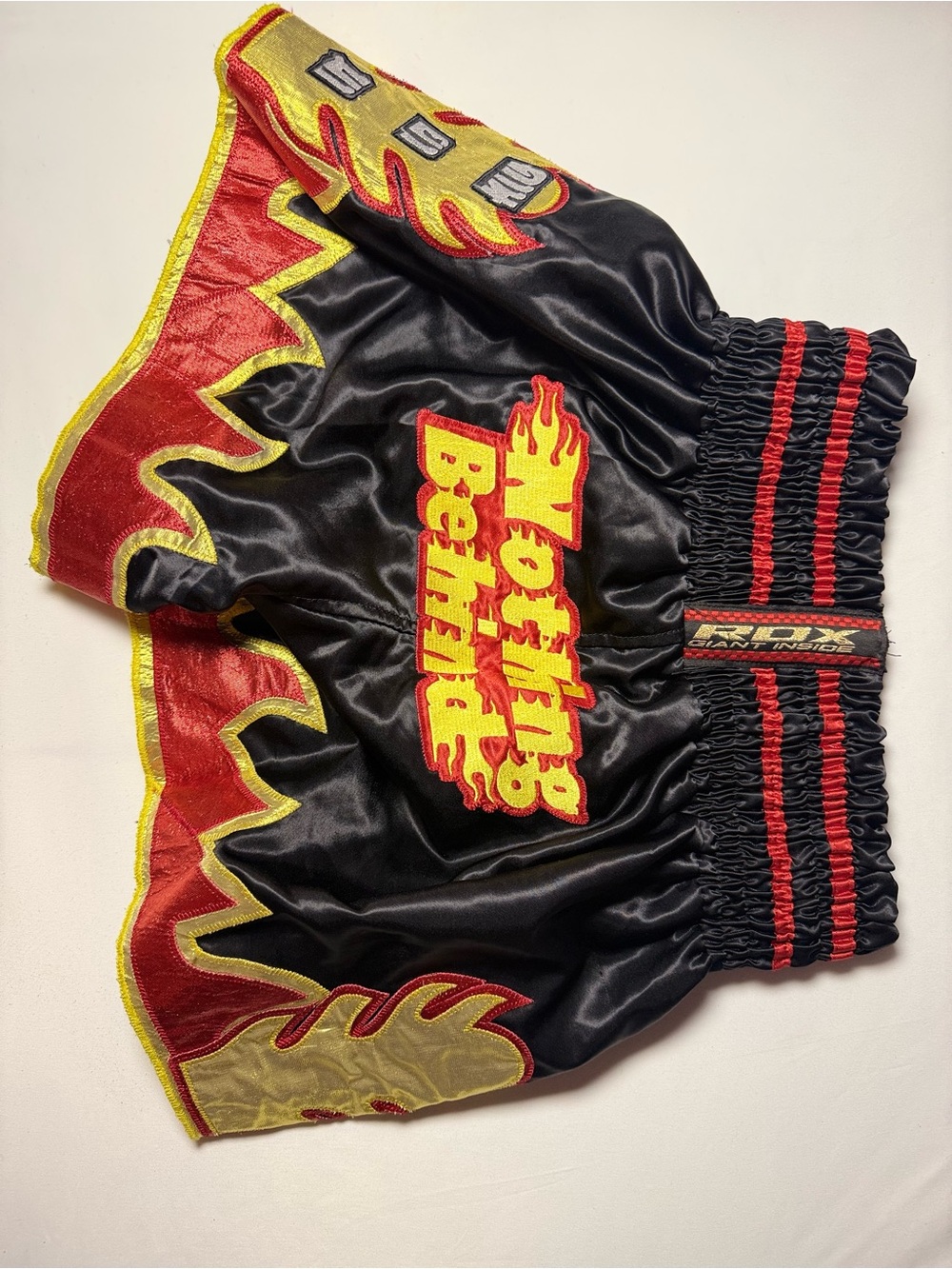 Kids Black & Red Flame-Trimmed Athletic Shorts